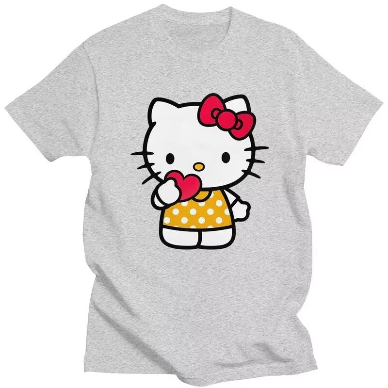 

2026 Shortsleeve Printed Women Couple Sanrio Hello Kitty Comfortable summer Womens loose Tshirt S