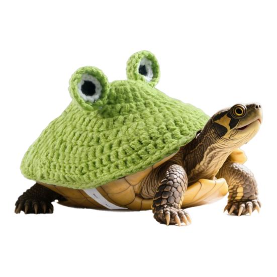 Turtle Sweater Handmade Knitted Warm Turtle Outfit Cartoon Frog Design Costume with Adjustable Strap for Turtles Tortoises Halloween Cosplay Photo