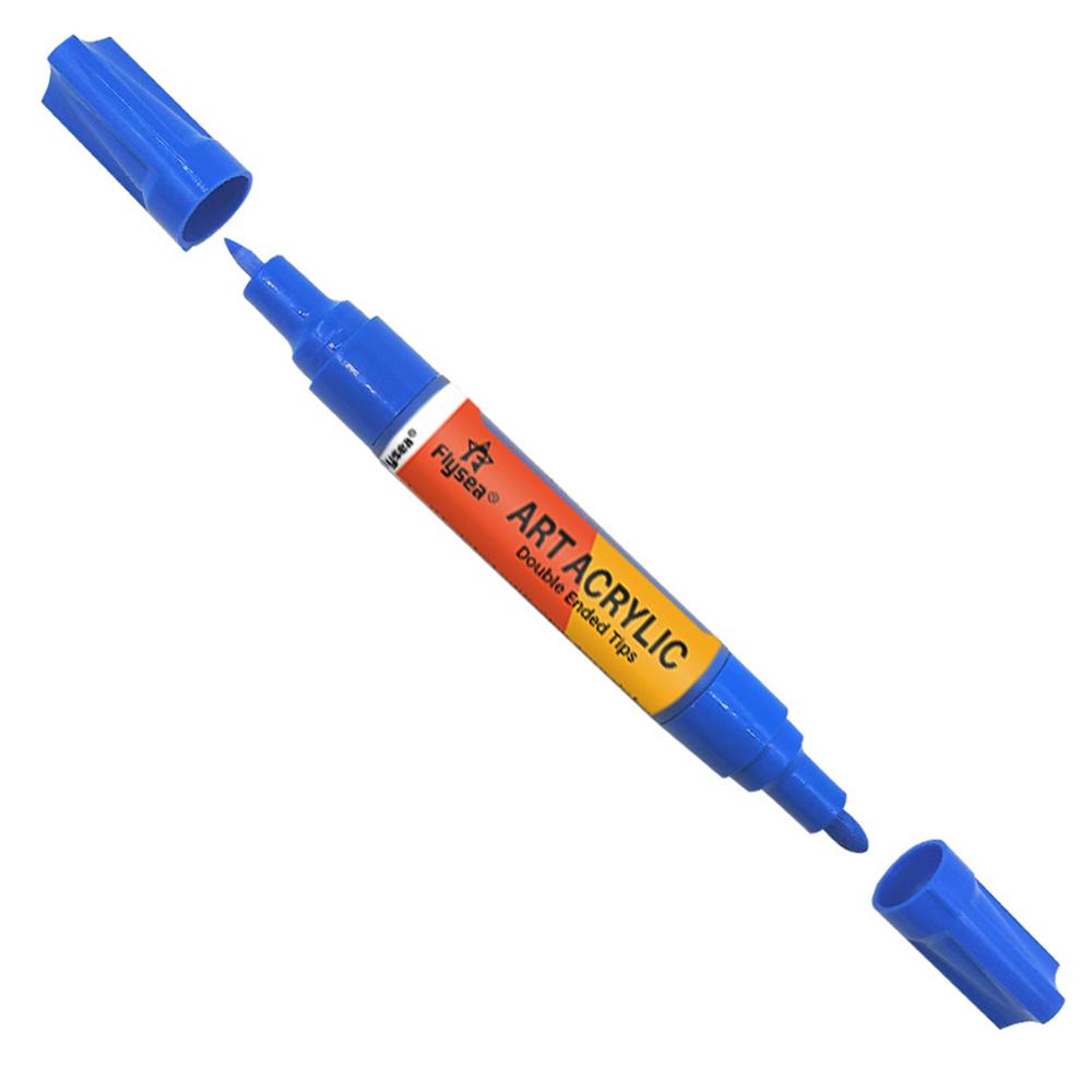 

FLYSEA FS-973 12Pcs/Box Acrylic Markers Paint Pens 3.0mm 0.7mm Dual Tips Water-Based Color Pens Orange Packing