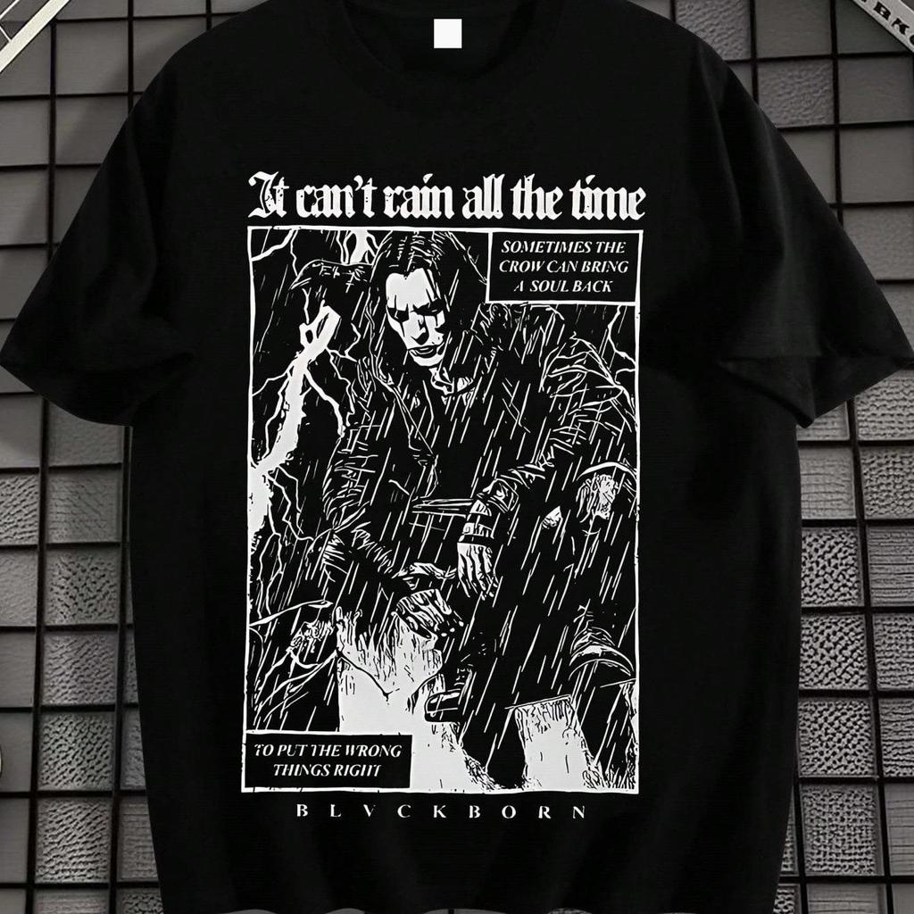 Unisexs Dark Aesthetic Crow Movie Culture TShirt Vintage Street Style For Attire Casual Short Sleeve Suitable For All Seasons