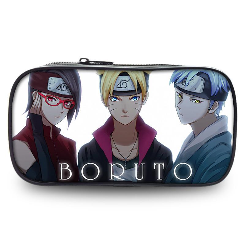 Naruto Boruto Anime Pencil Case Large Capacity Nylon Stationery Organizer For Teens And Students