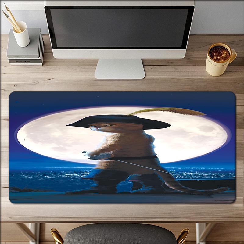 Puss In Boots Theme Mouse Pad, Non Slip Rubber Base, Multifunctional Office & Home Decor, Perfect for Workspace Personalization.