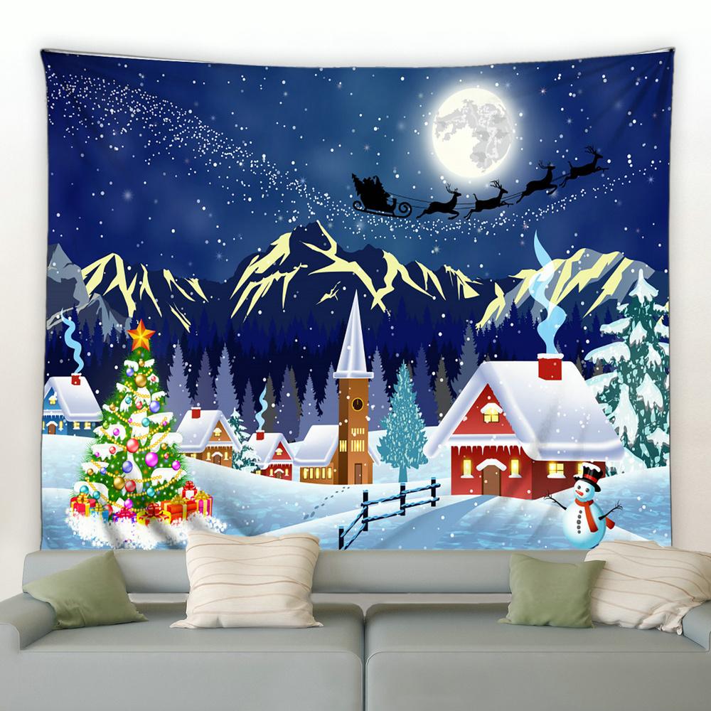 Home Decoration Christmas Pansy Claus Santa Santa Santa Shipper Printing Poly Petrapeculium Landscape Background Tapiz