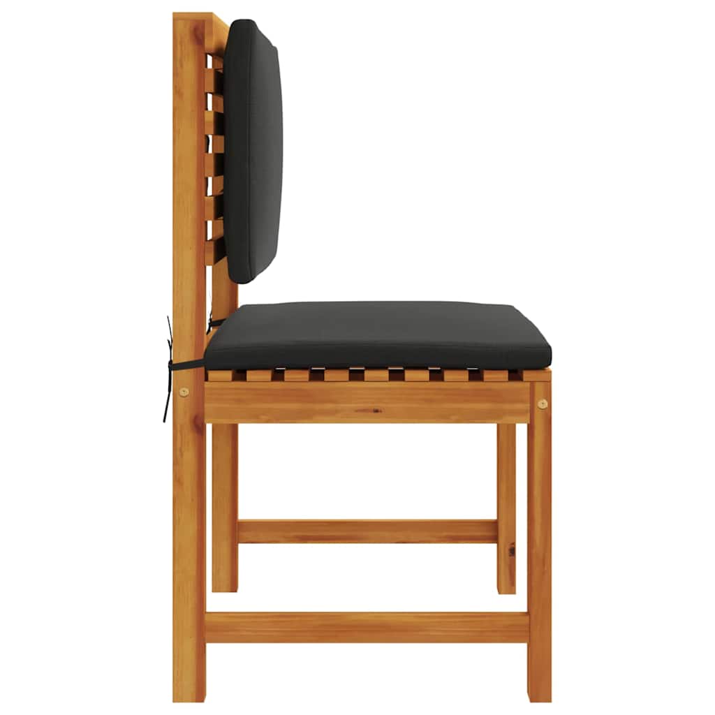 Garden Chair with Cushion 2 Pcs Brown Solid Acacia Wood
