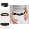 New Star Studded Fashionable Punk Style Wide Belt For Women's Jeans Faux Leather Material