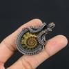 Ammonite Fossil Jewelry, 999 Copper Wire Wrapped Gemstone Bracelet, Handmade Jewelry, For Memorial Day