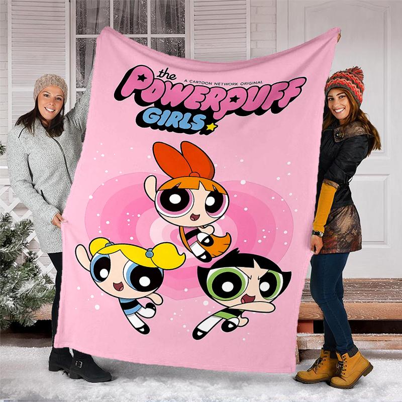 The Powerpuff Girls Theme Printed Blanket - Perfect for Couch, Bed, Travel & Outdoor Use | Machine Washable, Cozy & Durable.