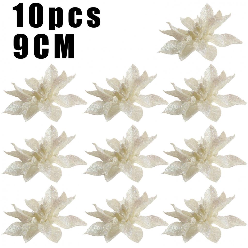 9cm Glittery Poinsettia Flowers Hanging Decoration for Christmas Tree
