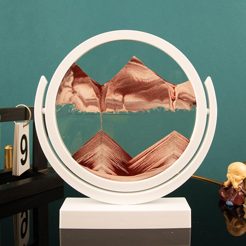 Rotatable Sandscape Moving Sand Art Picture Round Glass Deep Sea 3D Hourglass Quicksand Flowing Sand Painting Home Decor Gifts
