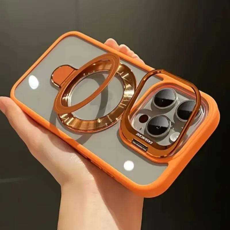 Luxusní magnetický kroužek s držákem na objektiv pro iPhone 16 11 13 14 12 15 Pro Max 16 Plus Funda MagSafe Clear Protect Cover