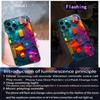 Triangle Geometric Luminous Phone Cover For Samsung S24 S23 S22 Ultra S21 S20 FE A72 A53 A50 Sound-Control Light Up Glass Case