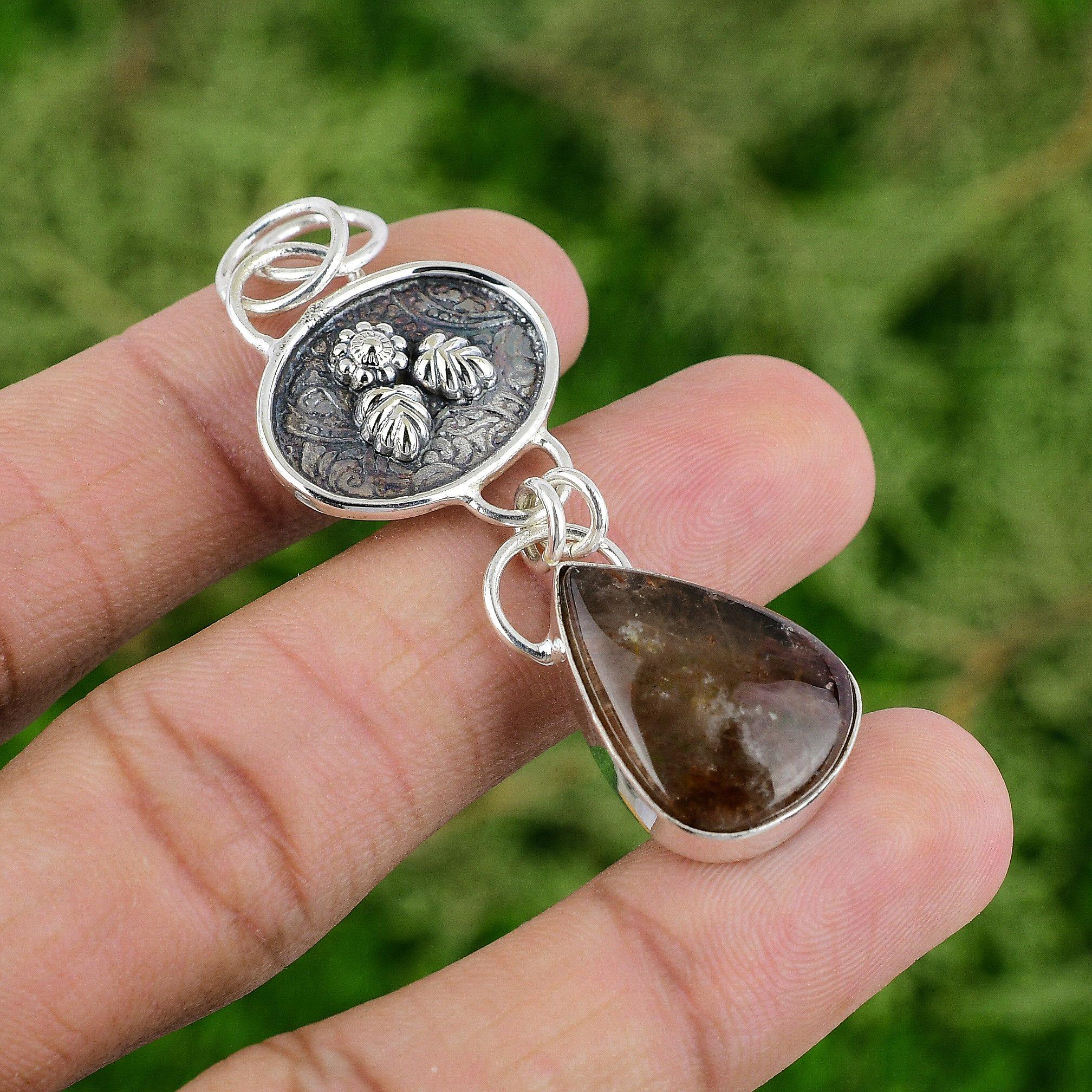 

Thanks Giving Day Sale Elestial Quartz Stone 925 Sterling Silver Mother Pendant