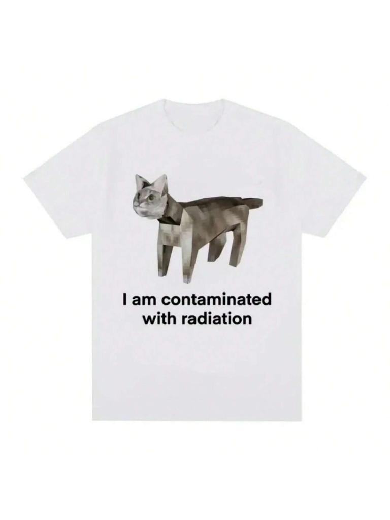 I Have Been Contaminated Interesting Cat Memory Print Cotton T-Shirt Summer Women's Humorous Fashion T-Shirt Street Clothing