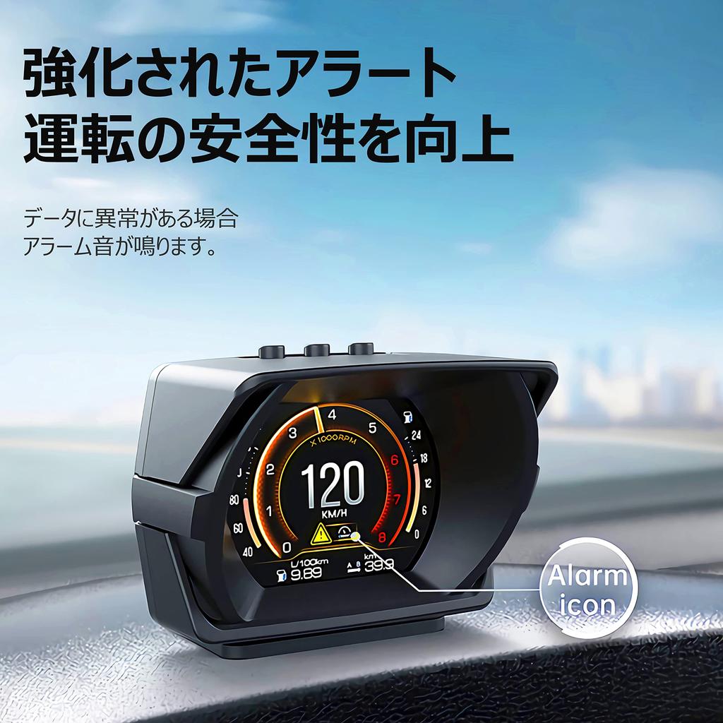GIGC OBD2 Car with Fault Digital HUD Meter, Tachometer, Head-Up Display, Multimeter, Alarm, Multi-Function (Japanese Version)