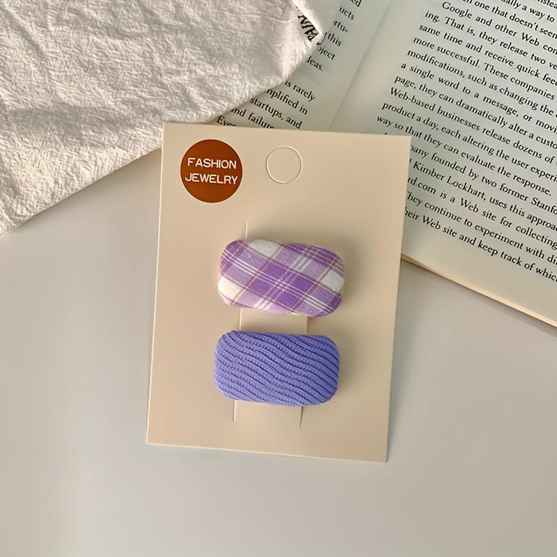 

1 пара модных тканевых заколок для волос - милый клетчатый узор, красочные аксессуары для волос сбоку и спереди, прочная заколка