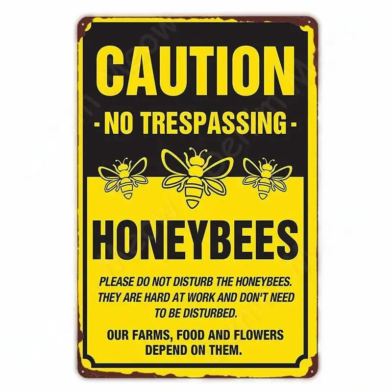 Vintage Bee Kind Funny Poster Honeybee Happy Retro Metal Sign Home Outdoor Wall BeeKeeper Slogans Art Tin Plate Decoration