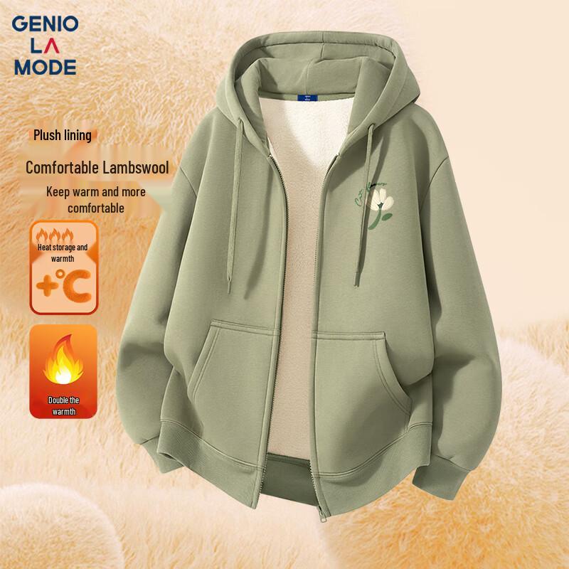GENIOLAMODE Men's Heavyweight Fleece Lined Zip-Up Hoodie