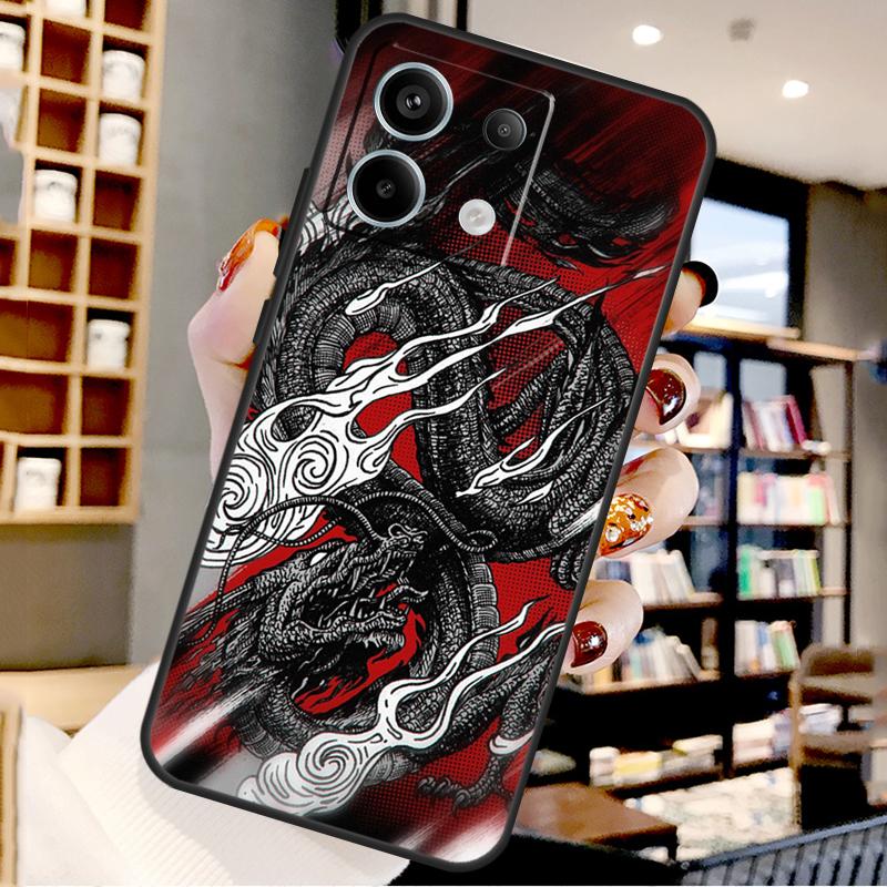 Japanese Wave Anime Dragon For Xiaomi Redmi Note 13 Pro 9 10 11 12 14 15 Pro Plus Case For Redmi 15 12C 13C 14C 10C 15C