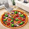 1pc Pizza Print Chair Carpet for Office, Round Polyester Mat, Indoor Decor for Office, Easycare Fabric, Washable Non-slip Area Carpet