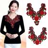 3D Embroidered Sewing On Patches Floral Hollowed Out Neckline Collar Applique Detachable Rose Flower Patch Sticker