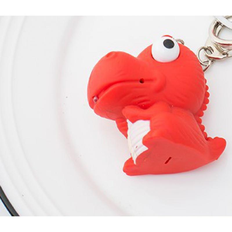 Dinosaur LED Light-Up & Sound Keychain Pendant - Cute Luggage Accessory & Creative Gift