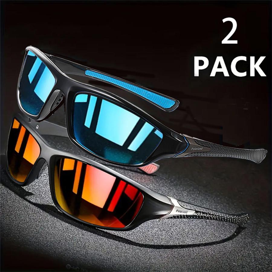 2PCS Colorful Sports Sunglasses - Wraparound Design, UV400 Unisex Comfort Fit for Cycling, Hiking & Outdoor