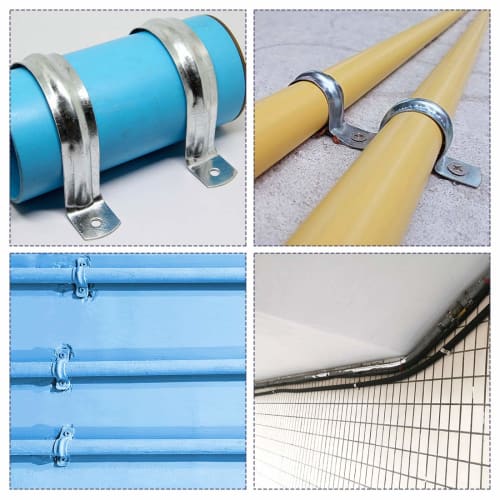 uxcell Saddle Bands, Pipe Fixing Brackets, 10-Piece Set, 32mm, 2-Hole, U-Shaped, 304 Stainless Steel, for Single Tube Pipes, Silver