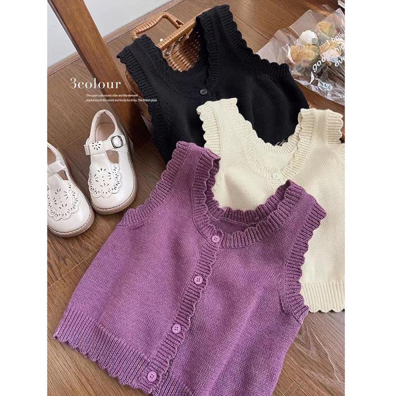Korean Style Chic Cardigan: Casual Round Neck Vest for Girls & Parent-Child Wear