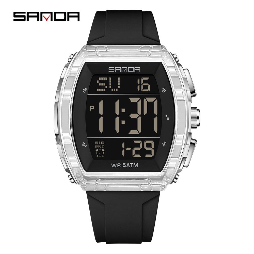 SANDA New 6286 Men's Electronic Watch Wine Barrel Shaped Multifunctional Waterproof LED Men's Electronic Watch
