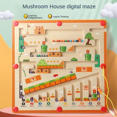 Bambini Labirinto magnetico da colorare e da numeri Puzzle in legno Attività da tavolo Apprendimento Educativo Conteggio Abbinamento Montessori Giocattoli per bambini