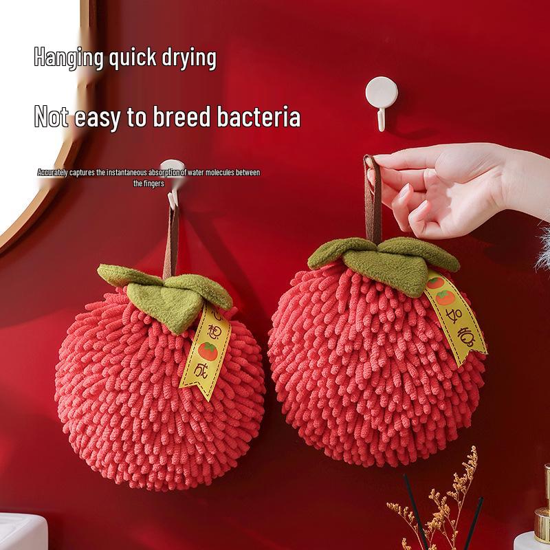 Festive Chenille Hand Towel - Absorbent, Thick, Hanging Towel for Kitchen & Bathroom