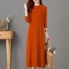 Mom autumn dress large size temperament dress long sweater mid-autumn and winter versatile loose backing skirt thick