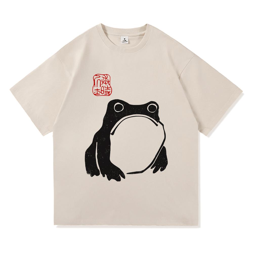 Vintage Unimpressed Frog T Shirt Fashion Men/Women Aesthetic Funny Japanese Anime T-Shirt High Quality Casual Cotton Tees Shirts