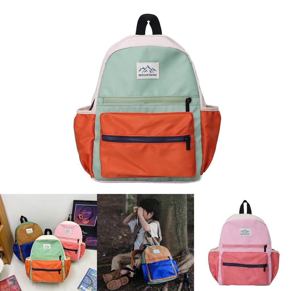 Childrens Nylon School Backpack With Curved Shoulder Straps For Kindergarten And Travel Use