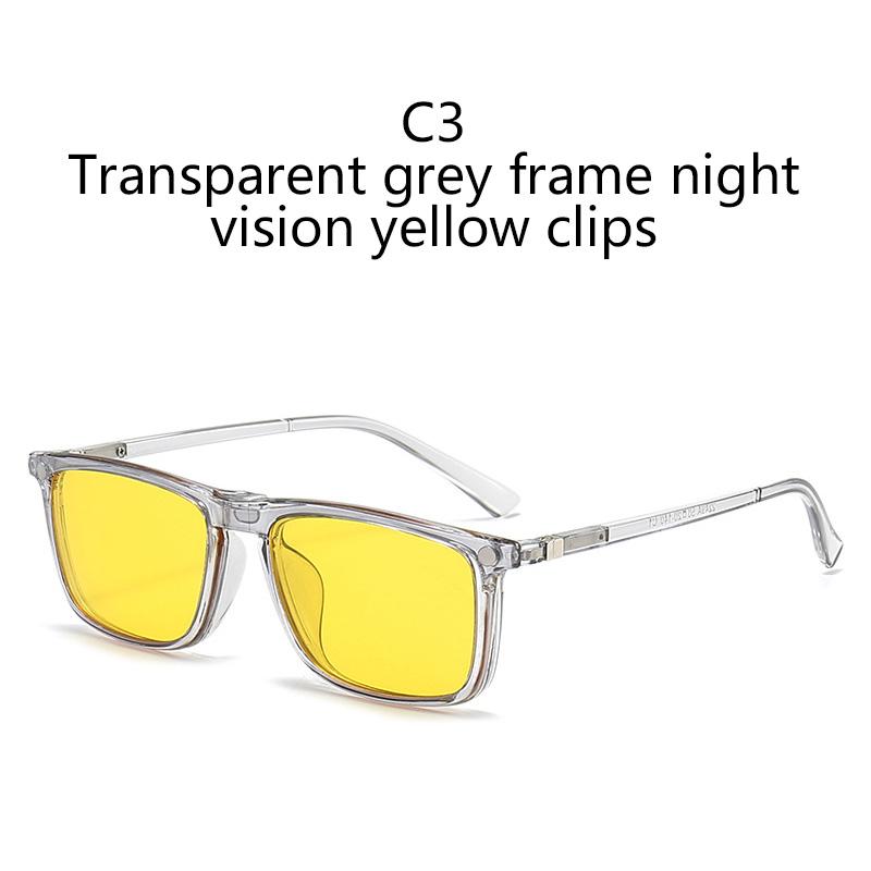 Transparent Grey White Frame 6 In 1 Polarized Clips With 5Pcs Magnetic Glasses Sunglasses Magnet
