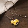 Women's Vintage Inspired Long Handmade Alloy Necklace Featuring Horse Charm Pendant for Sweater Fashion and Casual Wear