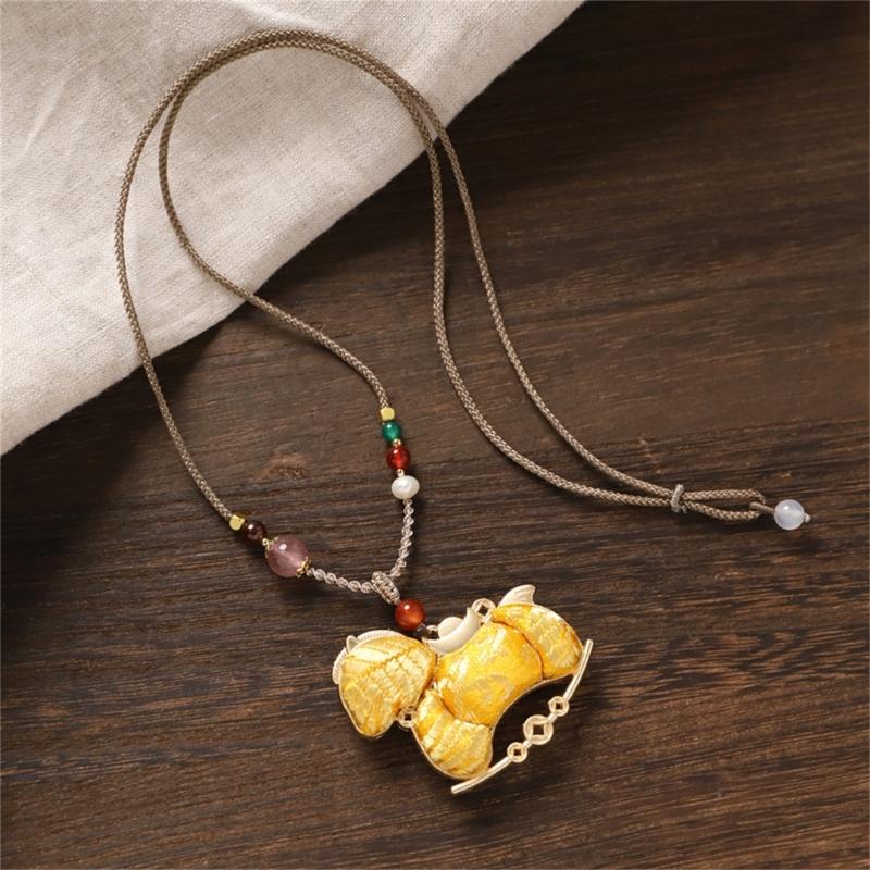 Women's Vintage Inspired Long Handmade Alloy Necklace Featuring Horse Charm Pendant for Sweater Fashion and Casual Wear