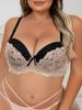 Große Größen BH CD-Körbchen Spitze Kontrast Damen Unterwäsche Sexy Komfort Push-Up Französisch Elegant Tägliche Kleidung