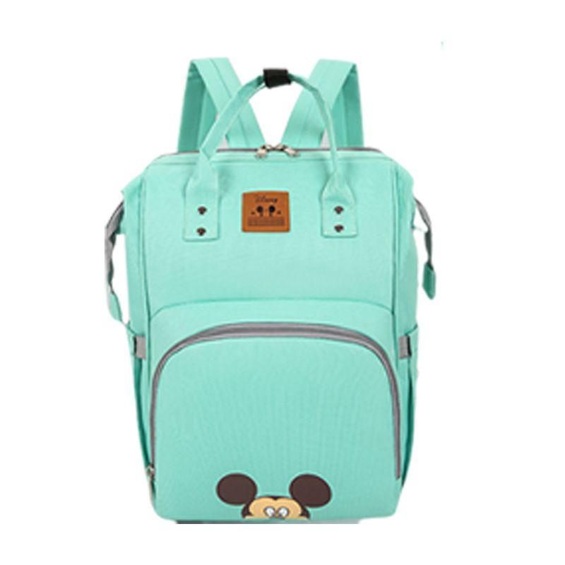 

Stylish And Durable Oxford Diaper Bag Backpack For Moms And Dads With Large Capacity Featuring Mickey Mouse зелёный
