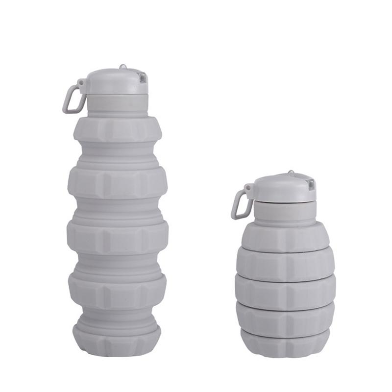 Portable Silicone Retractable Grenade Water Bottle 500ML Collapsible Sports Water Bottle Foldable Reuseable Drinking Cup Travel