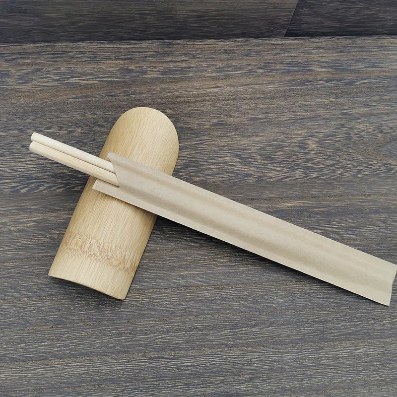 Food-Grade Kraft Paper Chopstick Sleeves - Disposable, Plain, Restaurant Use