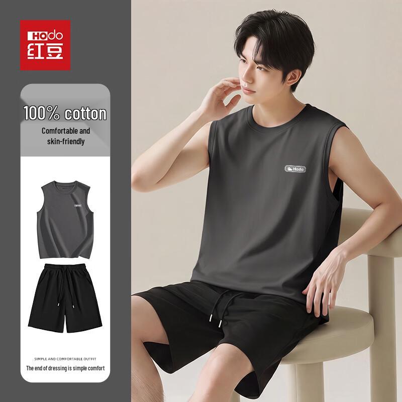 Hodo Herren Baumwoll Tanktop & Shorts Loungewear Set