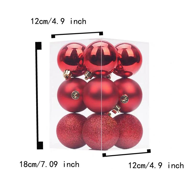 12Pcs/Box 6/8CM Mini Christmas Ball Ornaments Decorations for Xmas Tree Balls Christmas Hanging Balls for Holiday Wedding Party