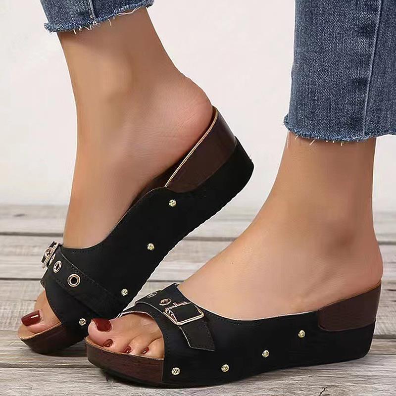 Fashion Women Sandals 2024 Fashion Heels Shoes For Women Summer Sandals Slip On Wedges Zapatos Mujer Outdoor Slippers Platform Sandals