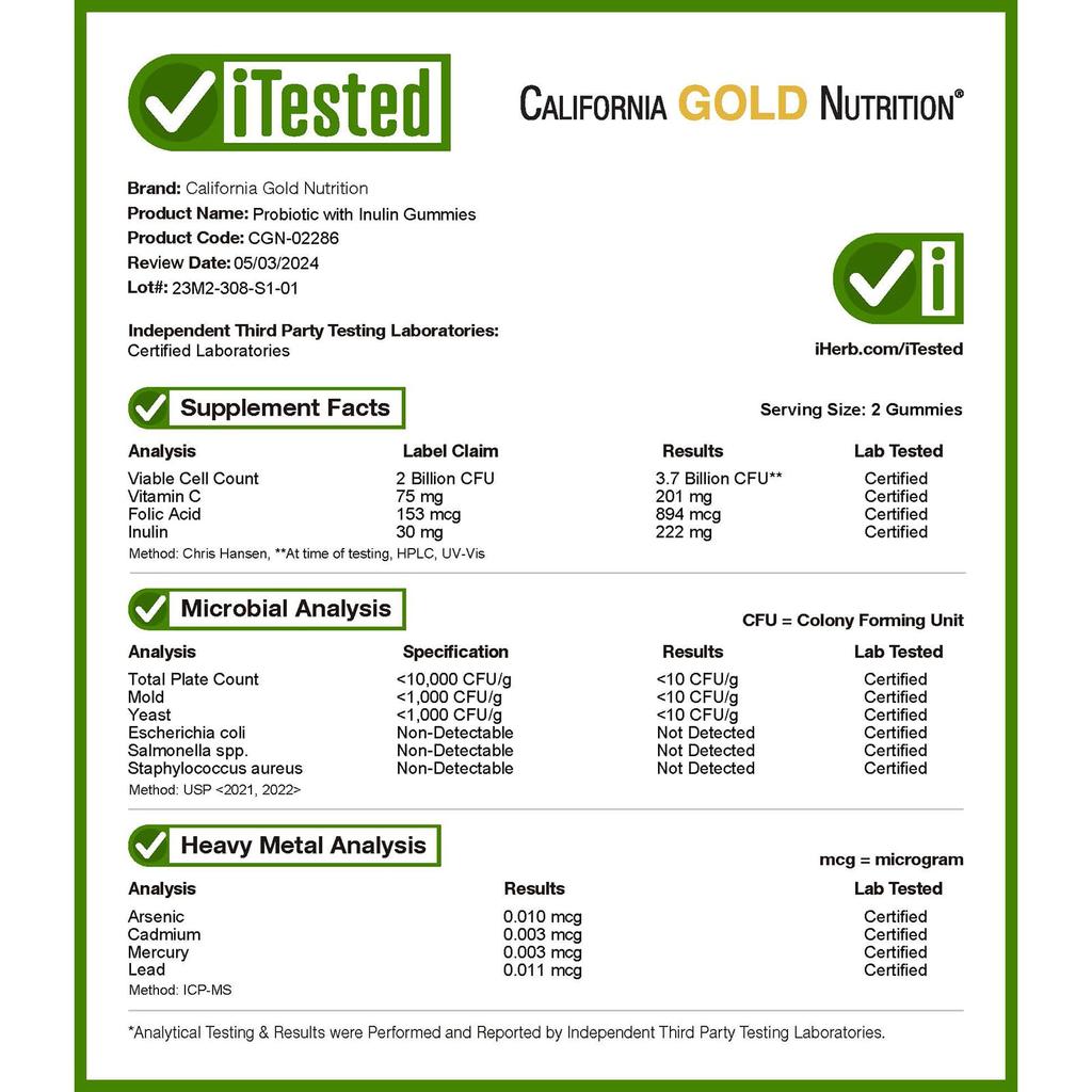 California Gold Nutrition, Probiotiska Gummy-godisar med Inulin, Naturlig Blandad Bärsmak, 90 Veganska Gummy-godisar