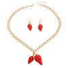 Sweet Big Strawberry Enamel Pendant Earrings Necklace Cute Exaggerated Fruit Women Jewelry