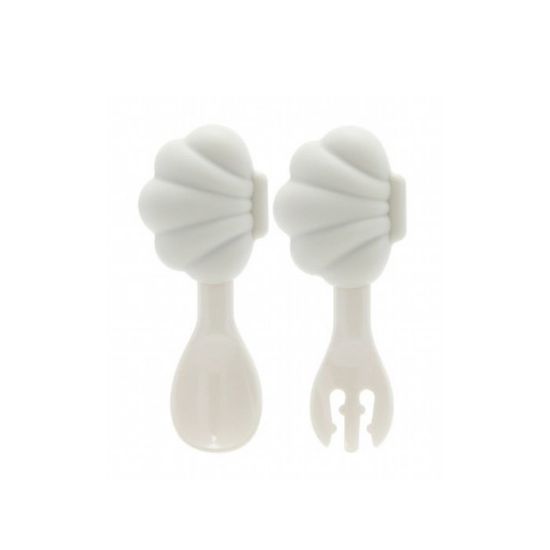 Edison Mini Shell Self-Feeding Silicone Spoon & Fork Set with Case