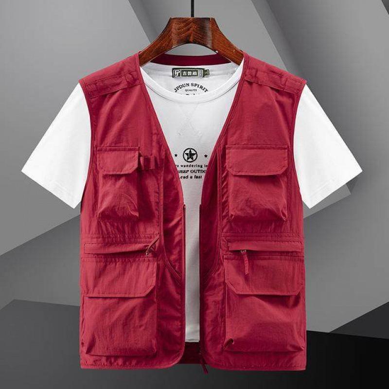 Vest Herre Middelaldrende japansk og koreansk ermeløs sommersportvest Utendørs fritid Multi-bag Hurtigtørkende vest