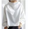 Autumn Winter Solid Color Long Sleeved Pullovers Fashion Semi High Neck Women's Casual Loose Bottom Top