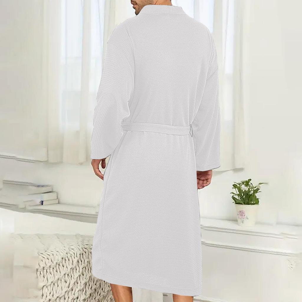 Men's  Weave Bathrobe,robe, Lightweight Nightgown, Long Loungewear, Hotel Leisure Bathrobe